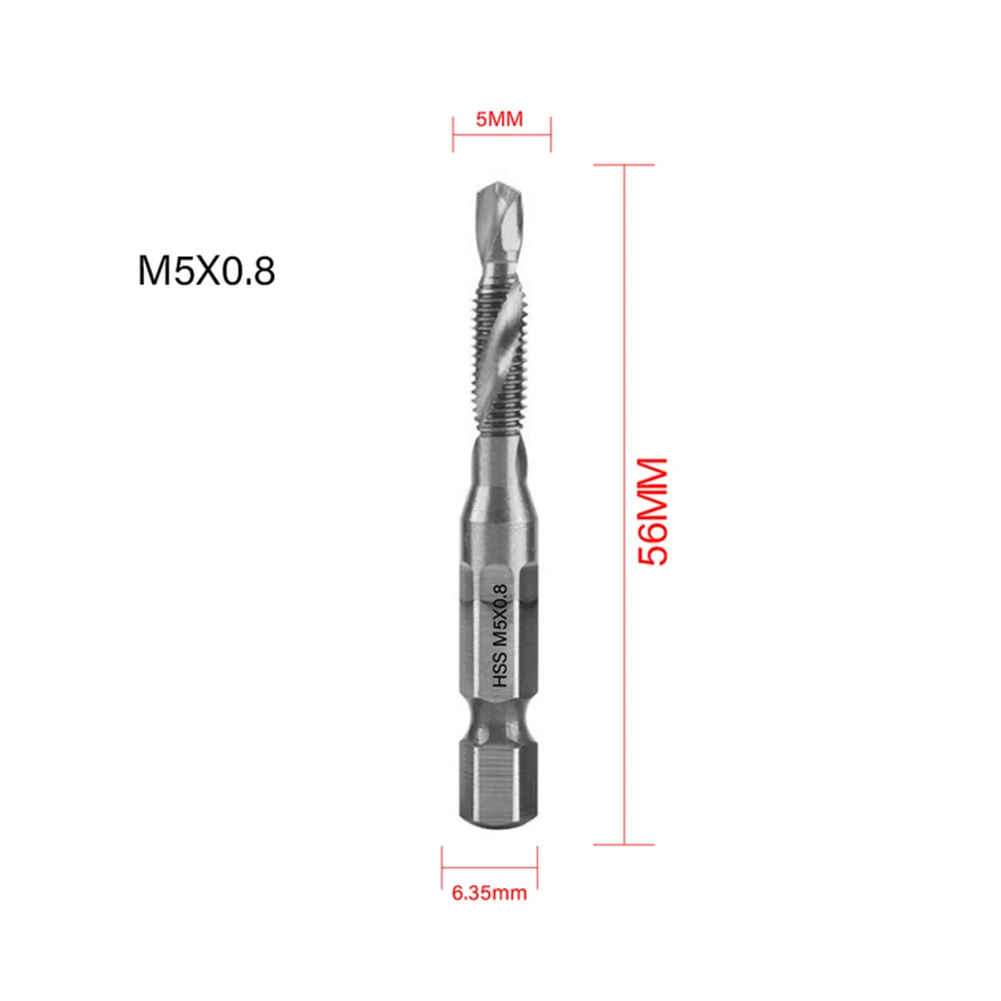 Hand Tap Drill Hex Shank HSS Composite Screw Spiral Point Thread Metric Drill Bit M4 M5 M6 M8/M10 Hex Composite Thread Drill