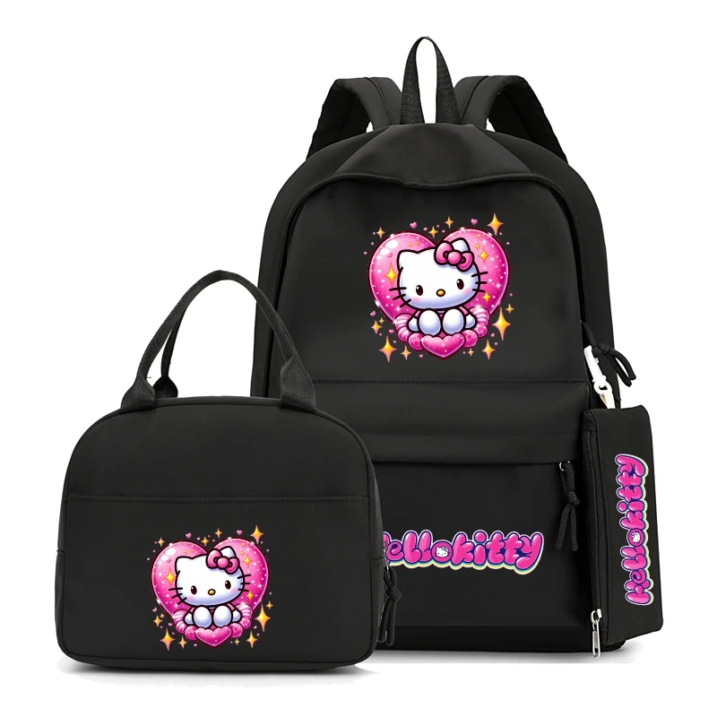 3pcs/set anime ahoj kočička batoh s oběd brašna pro holka hoch couvat na škola batoh na knihy brašna muži ženy cestovní brašna mochila