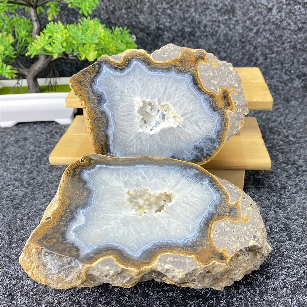 Natural Mineral Agate Geode Slice Crystal Ornaments High-quality Mineral Specimens Home Decoration