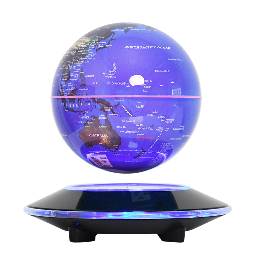 

6inches Geography Education UFO Base Magnetic Levitating Earth Globe Floating World Globe Color Light Globe Home Office Decor