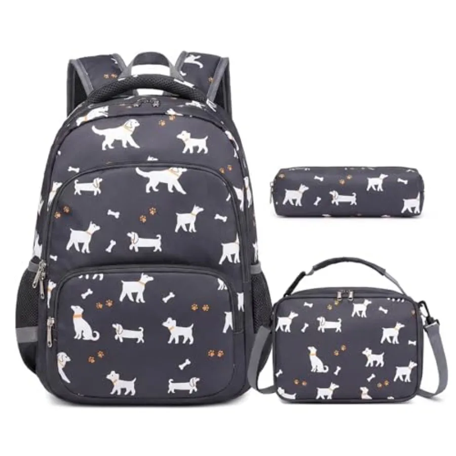 

3PCS Backpack Set - Waterproof Bookbag with Lunch Box for Boys Ages 3-12, Adorable Cartoon Prints for School and Outdoor Use