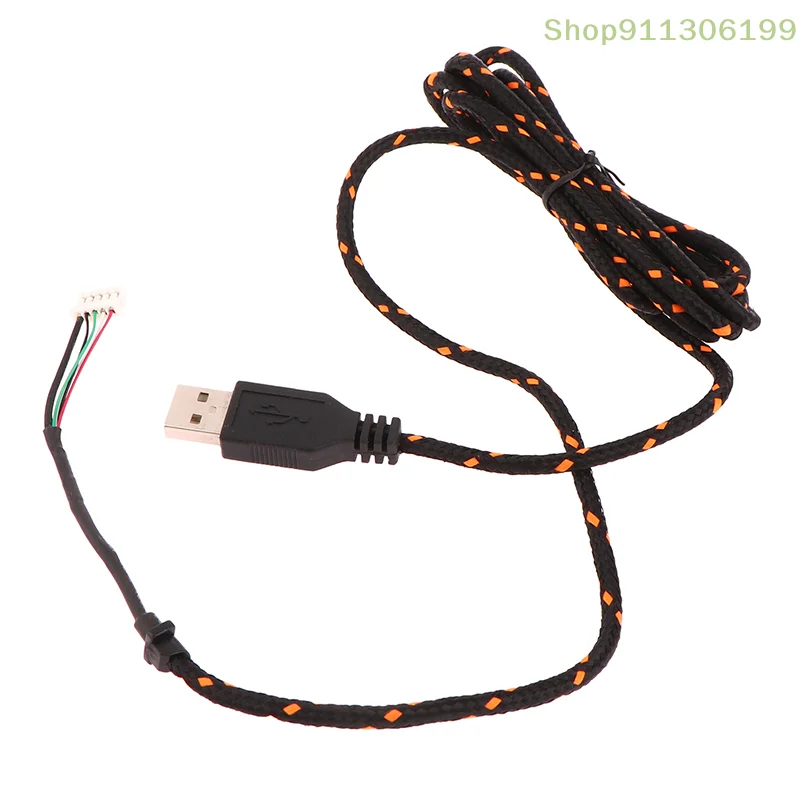 1PC 2M Nylon USB Mouse Cable Line Replacement Wire Orange White For Steelseries KANA Special Computer Mouse Lines Data Cable