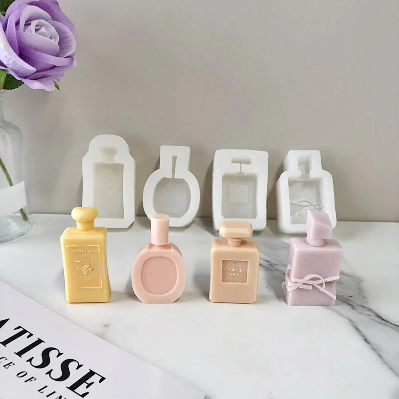 Perfume Bottle Shape Silicone Candle Mold Aromatherapy DIY Perfume Bottle Handmade Soap Scented Candle Ornaments Silicone Mold