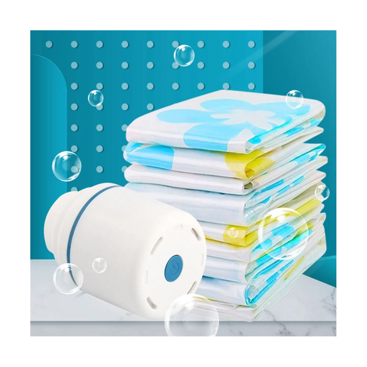 2Pcs Vacuum Compression Bag Electric Pump Air Pump Mini Vacuum Sealer Save Space for Clothes Food EU Plug