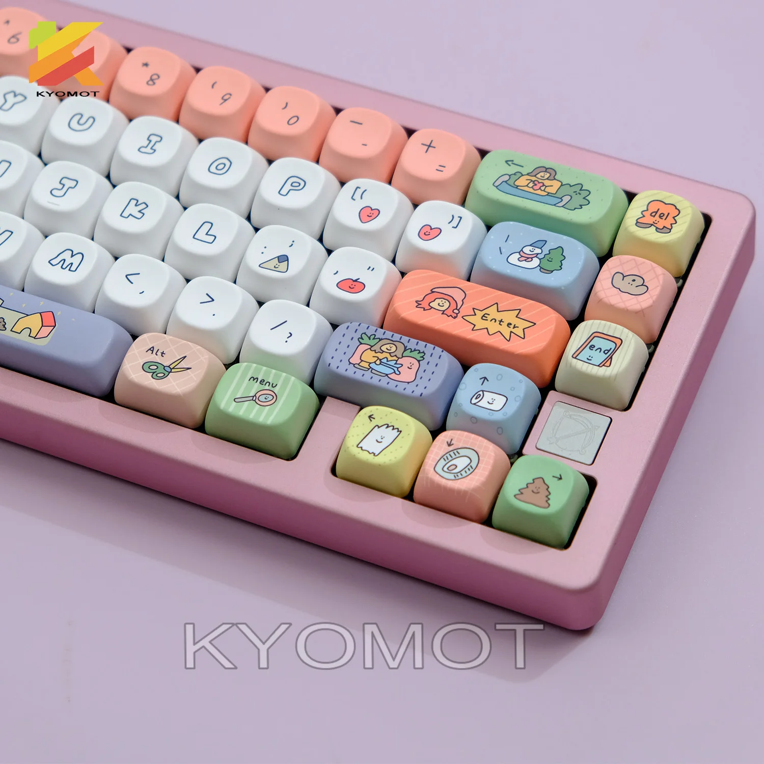 

KYOMOT 125 Keys/Set Cute Smiley Face Keycap MOA Profile Dye Sub PBT Anime Game Keycaps for DIY MX Switches Mechanical Keyboard