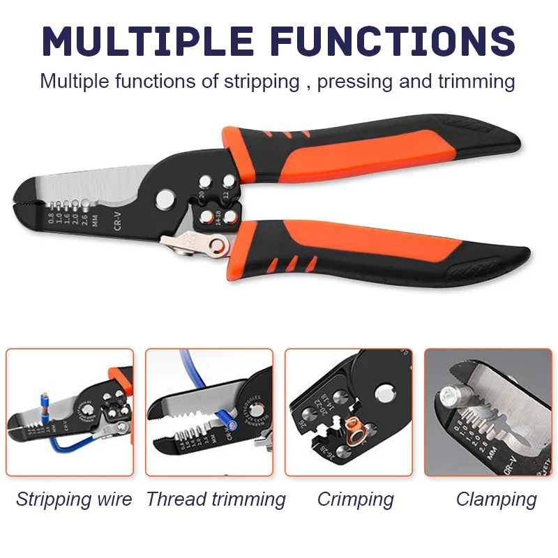 Wire Stripper Cutting Wire Stripping Crimping Pliers Multi Functional Ring Crimpper Electrician Peel Network Cable Stripper Tool