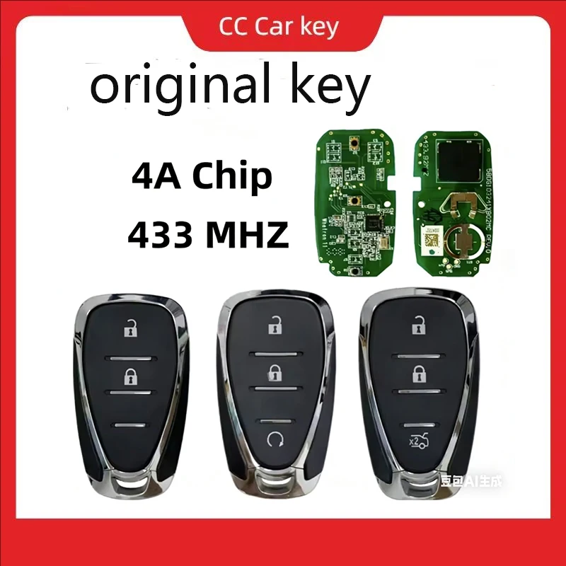 Original Keyless Go Car Remote Key 4A Chip Locked 433MHz 2/3Button For Chevrolet Orlando JM Trax Tracke