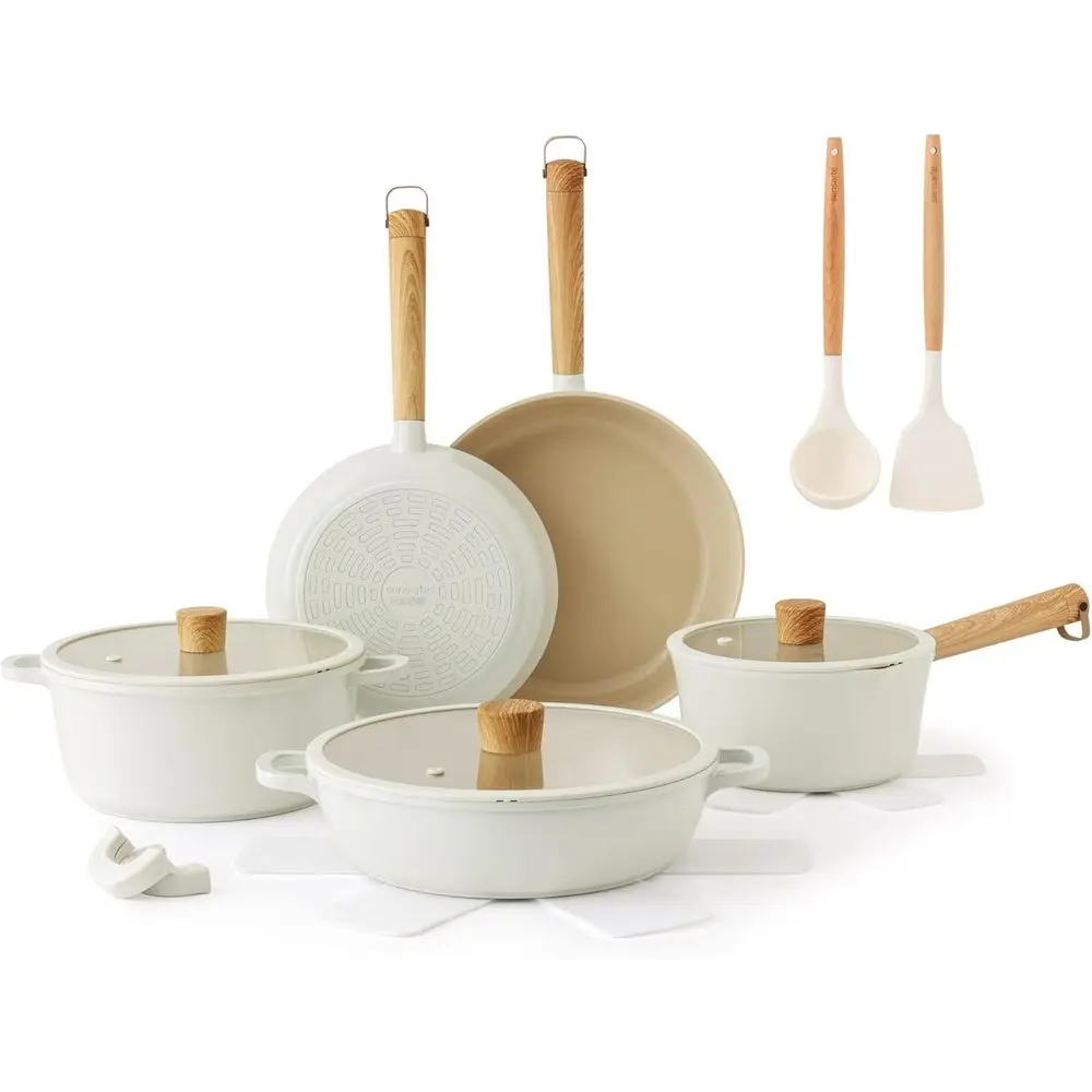 

Набор посуды Ceic из 15 предметов с нетоксичным покрытием: можно мыть в посудомоечной машине и использовать в духовке, подходит для индукционных плит