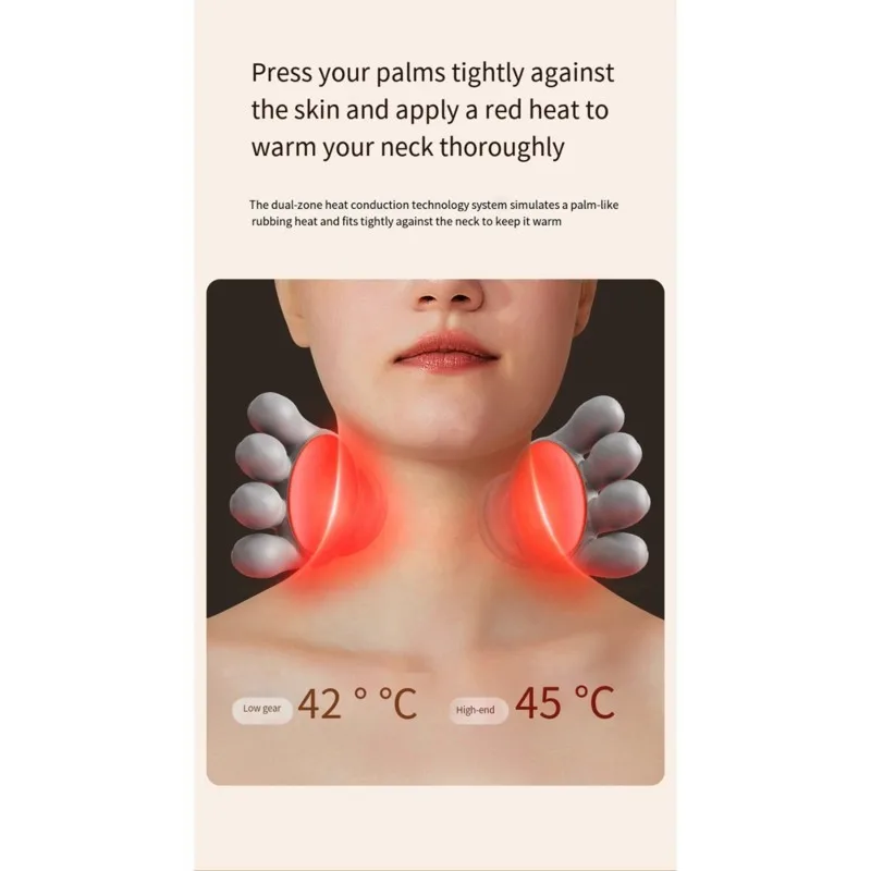 Bionic Finger Cordless Neck Massager With Heat, Human-Like Design Kneading Function For Neck And Shoulder Relief