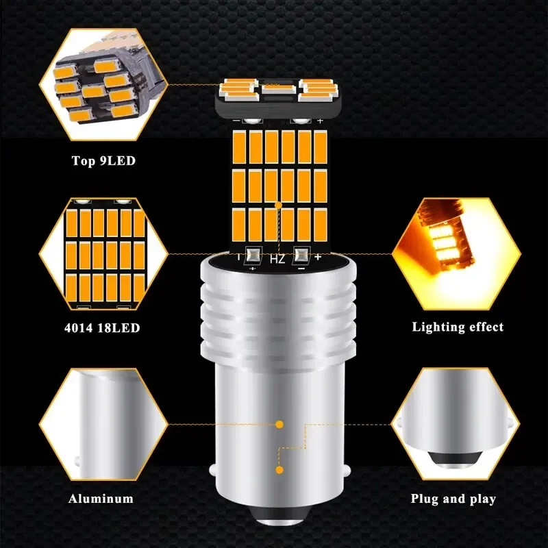 2PCS 1157 1156 BA15S P21W W16W Led 45 SMD 4014 CANBUS NO ERROR Car Tail Bulb Brake Light Auto Backup Reverse Lamp