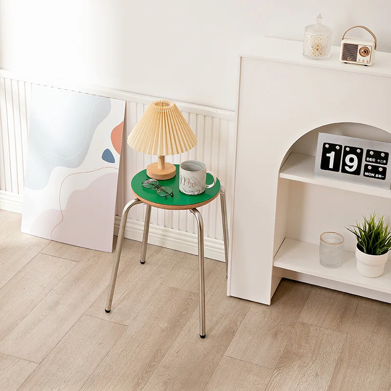 مقعد طعام المشاهير على طراز القرون الوسطى على الإنترنت، شقة صغيرة لغرفة المعيشة، مقعد مكياج أخضر من الفولاذ المقاوم للصدأ، مقعد خشبي قديم #4