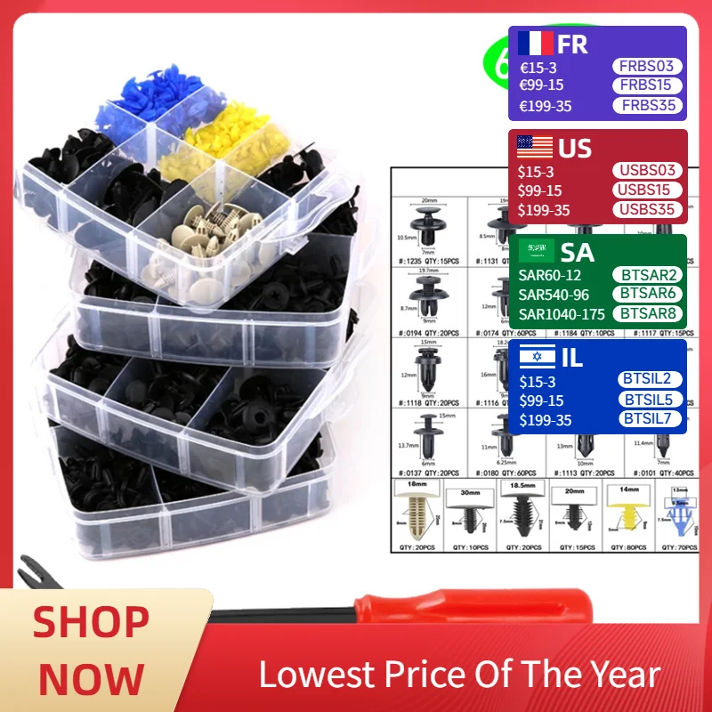 

100/650Pcs Auto Fastener Clip Plastic Clips Fasten Bumper Door Trim Fitting Disassembly Tool Remove Retain Rivets For Car Puller