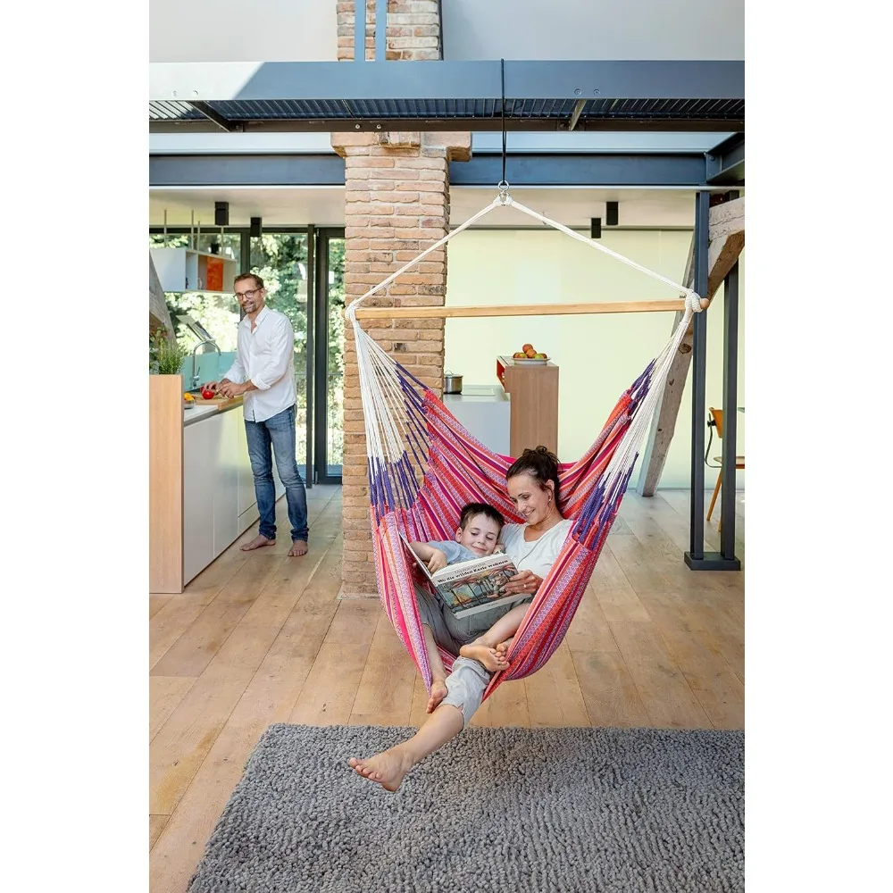 ®   - XL King Habana Chaise hamac en coton - Chaise balançoire hamac - Chaise hamac suspendue pour intérieur extérieur - Chaise suspendue pour lit