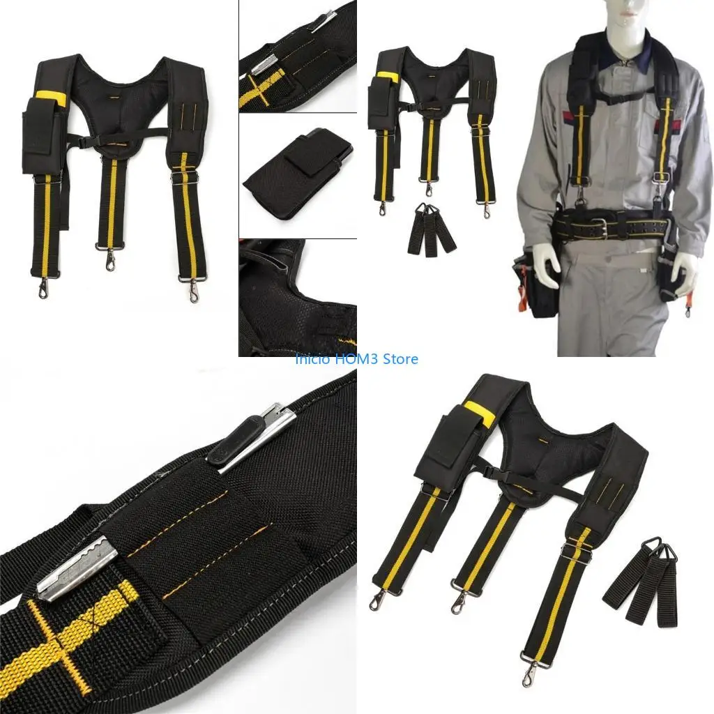 A5YD Tool Belt Suspenders Padded Carpenter Electrician Work Suspender with Attachment