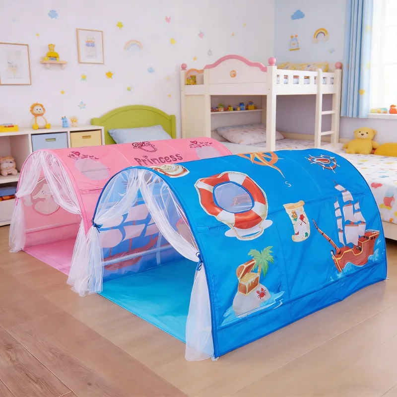 2-in-1-Kuppel, lustiges Spielhaus, tragbares Kinder-Innentelt, Meereswelt- und Prinzessinnenwagen, Muster, unverzichtbares Kinderzimmer-Dekorationszubehör