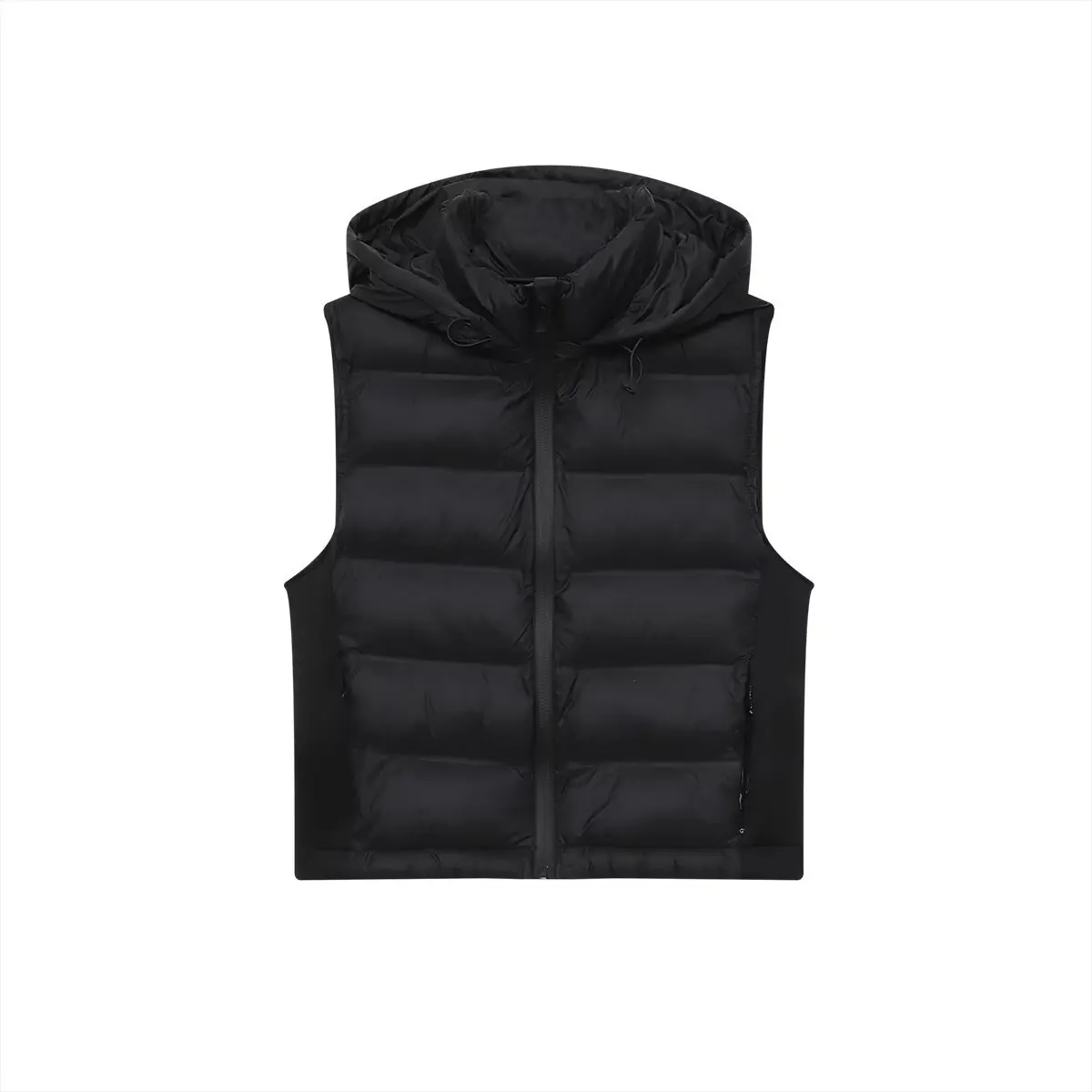 

2025 women's autumn and winter black versatile trendy personality sleeveless hooded cotton vest vest jacket