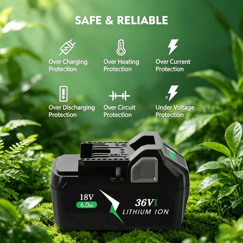 eavy Duty 18V 36V Li-ion Battery, 6.0Ah large capacity reliable replacement part for Hitachi Hikoki Metabo HPT BSL36A18 BSL36B18