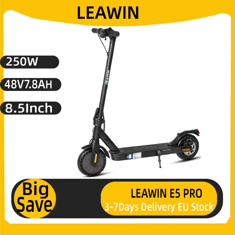 LEAWIN E5 PRO Scooter Eléctrico Urbano para Adultos, Motor de 250W, Batería de 36V 7.8Ah, Scooter Eléctrico con Neumáticos de 8.5 Pulgadas, Plegable