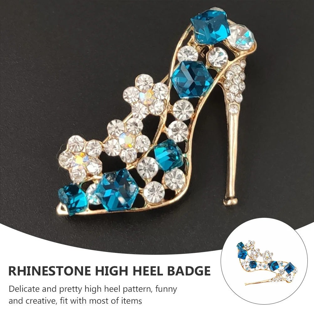 2 Stück Strass-Abzeichen mit hohen Absätzen, helle Farbe, glänzender Look, einfach zu tragende Schnallen, Rückendekoration für Kleidung, Taschen, Schals