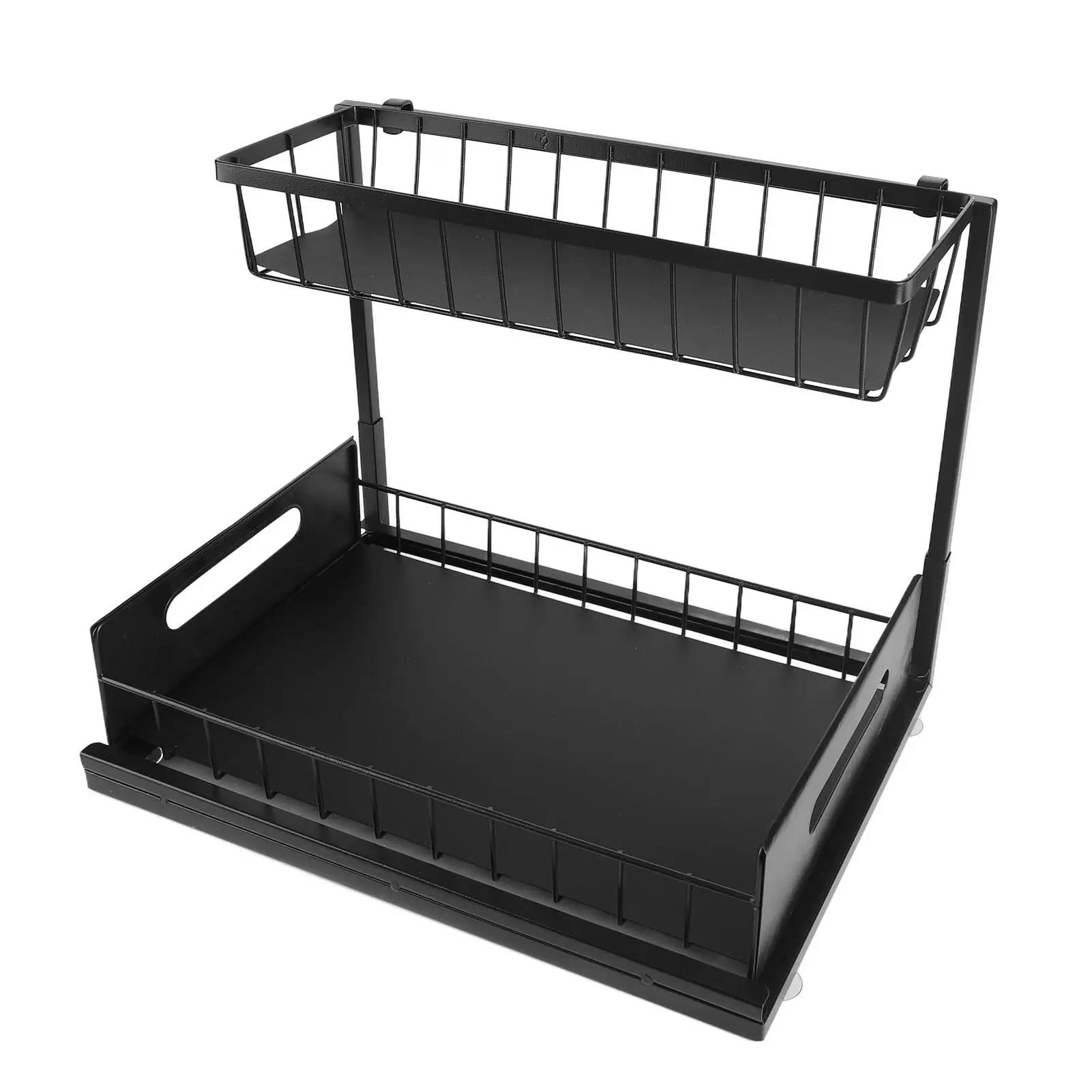 Under Sink Organizer - Carbon Steel 2-Tier Slide-Out Storage Shelf for Quick Installation in Living Room