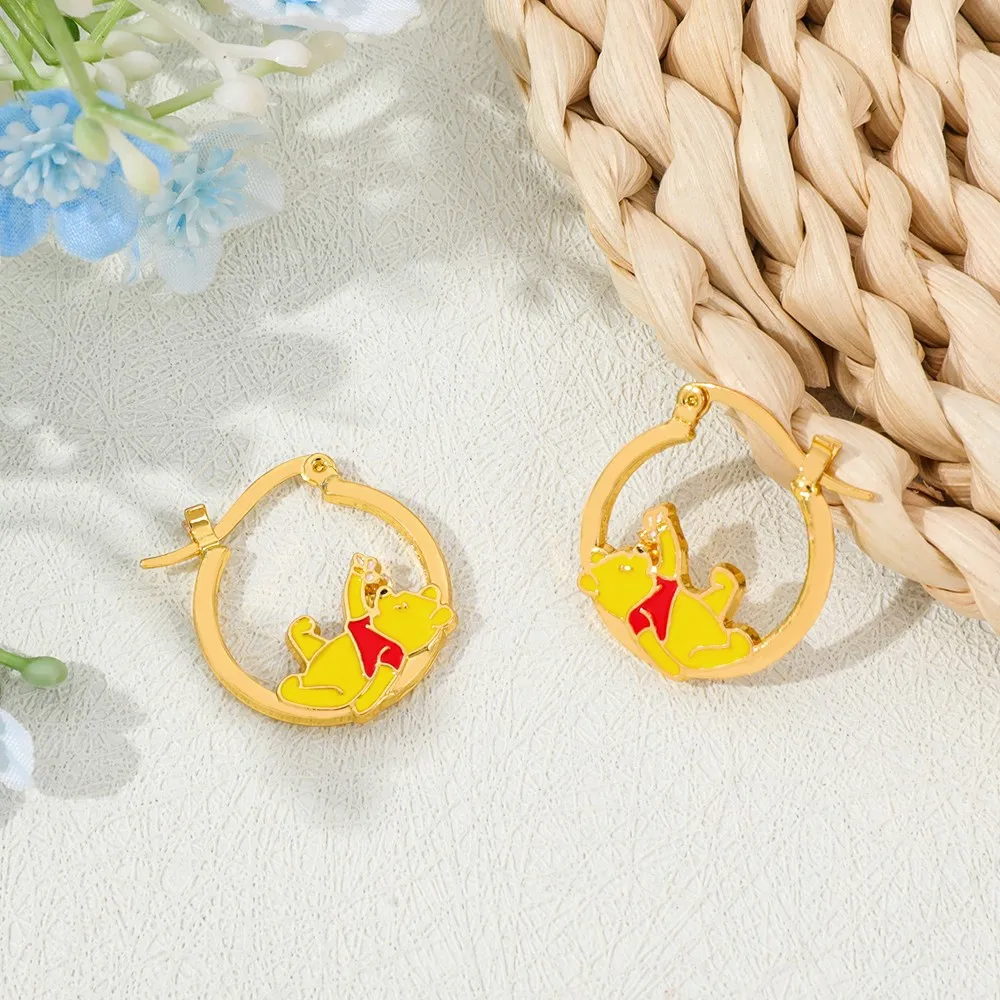1 pair of cartoon Winnie the Pooh Themed Earrings, cute and unique earrings, cosplay accessory, girlfriend gift view 5