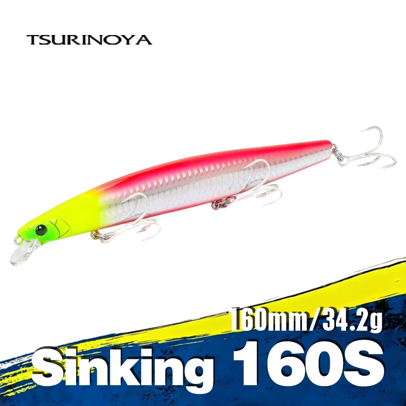 TSURINOYA STINGER 163S señuelo de pesca de agua salada 163mm 34,2g rango de buceo 40-80cm hundimiento costero Minnow cebo duro lubina Flounder