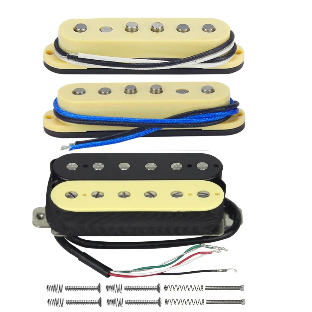 3pcs Vintage Alnico 5 Electric Guitar Single Coil Staggered Pole & Humbucker Pickup SSH Set for Neck/Middle/Bridge Pickup