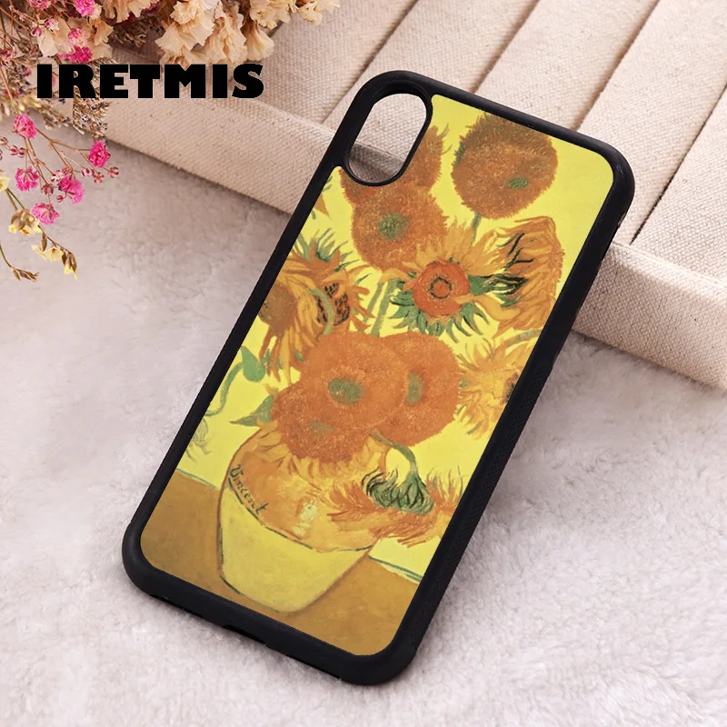 Iretmis Phone Cover Case For iPhone X XS Max XR 11 12 13 PRO MINI 14 15 16 Plus Rubber Silicone Sunflower