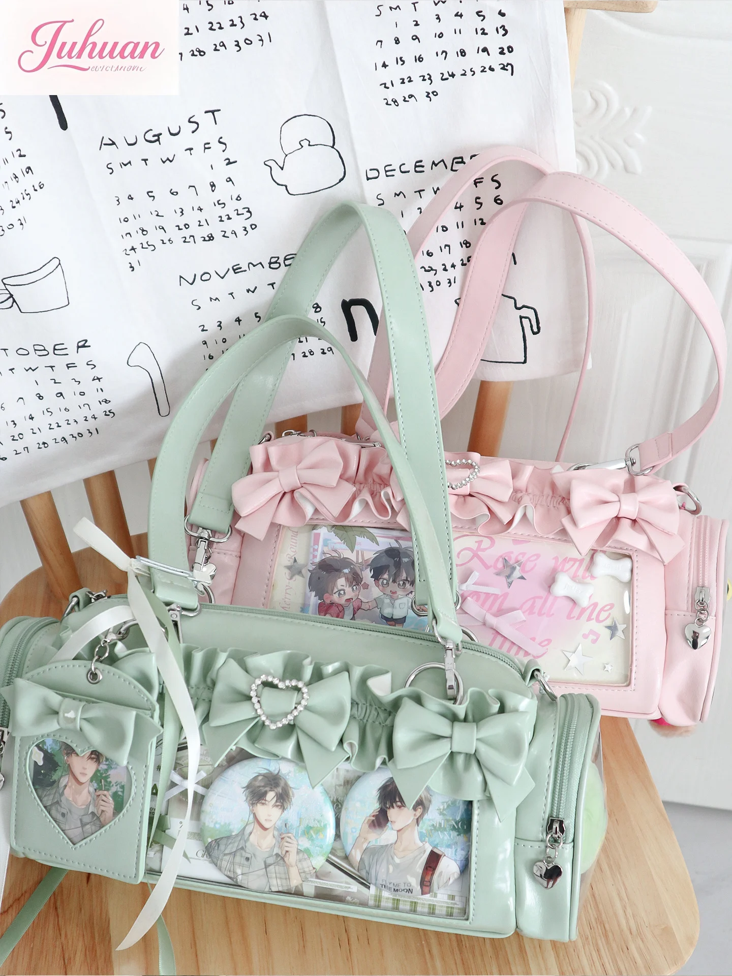 

Japanese Original Ltabag Two-dimensional Comic Show Small Food Shoulder Bag Lolita Bow Rhinestone Messenger Bags Versatile Woman