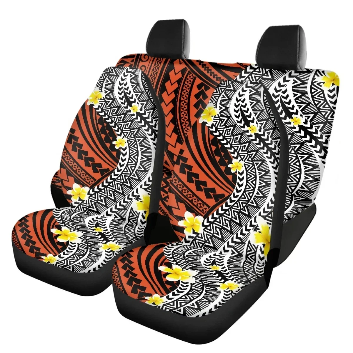 Ethnic Style Polynesian Plumeria Print Polyester Car Seat Covers Fit For Most Car Suv Truck Van Accessories Interior Seat Covers