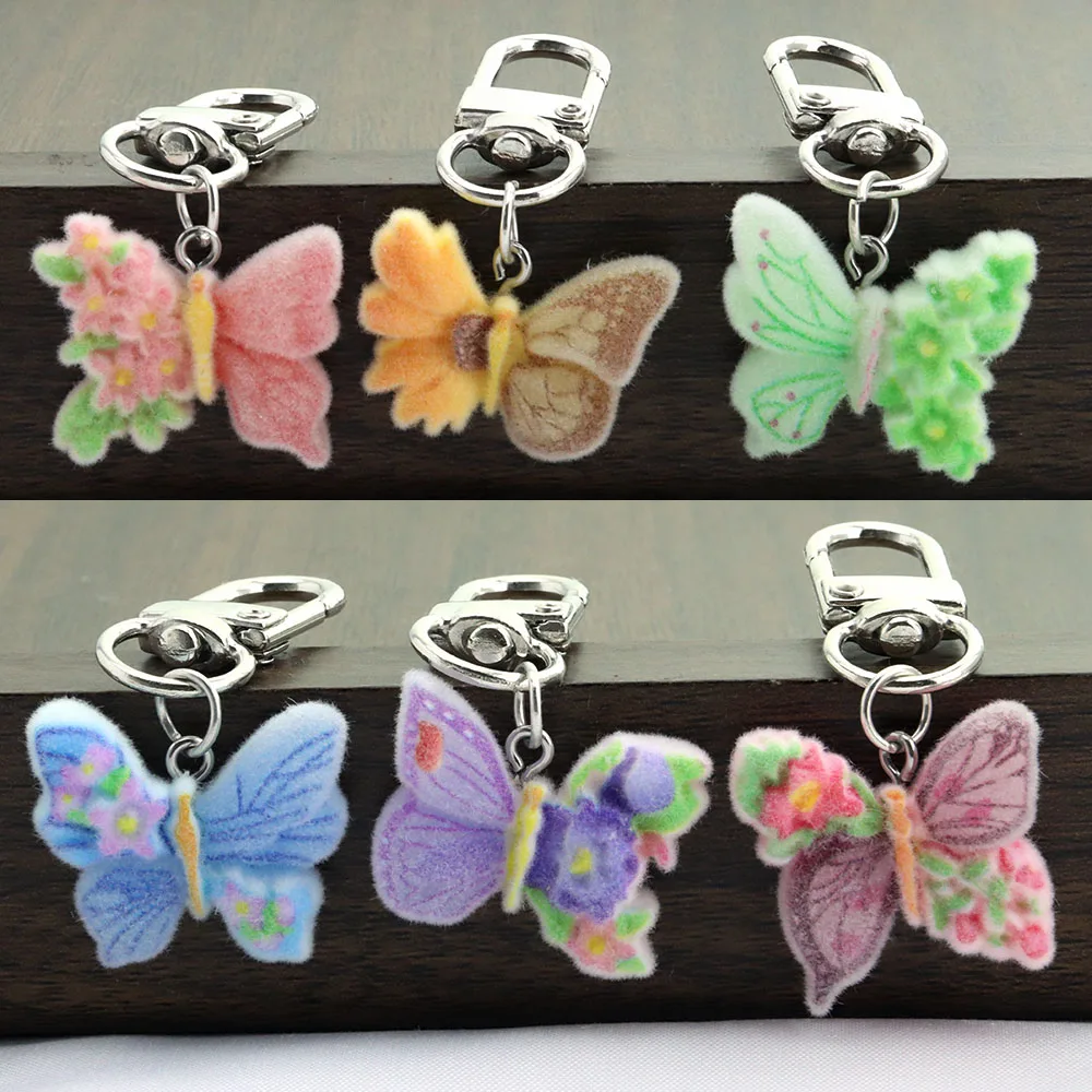 

6Pcs Creative Colorful Butterfly Keychain for Party Birthday Gathering Small Gift Bag Pendant