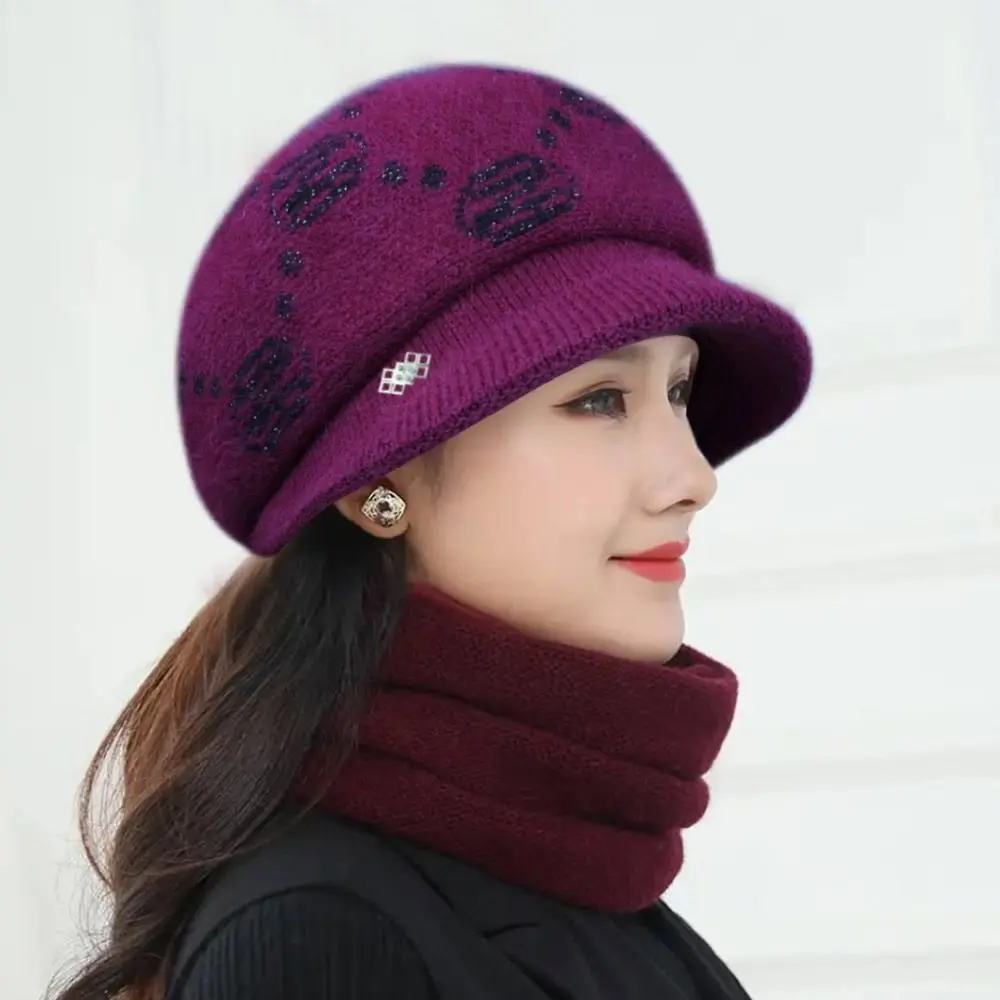 Fashion Windproof Knitted Woolen Hat Keep Warm Thicken Peaked Cap Winter Beanies Cap Woman