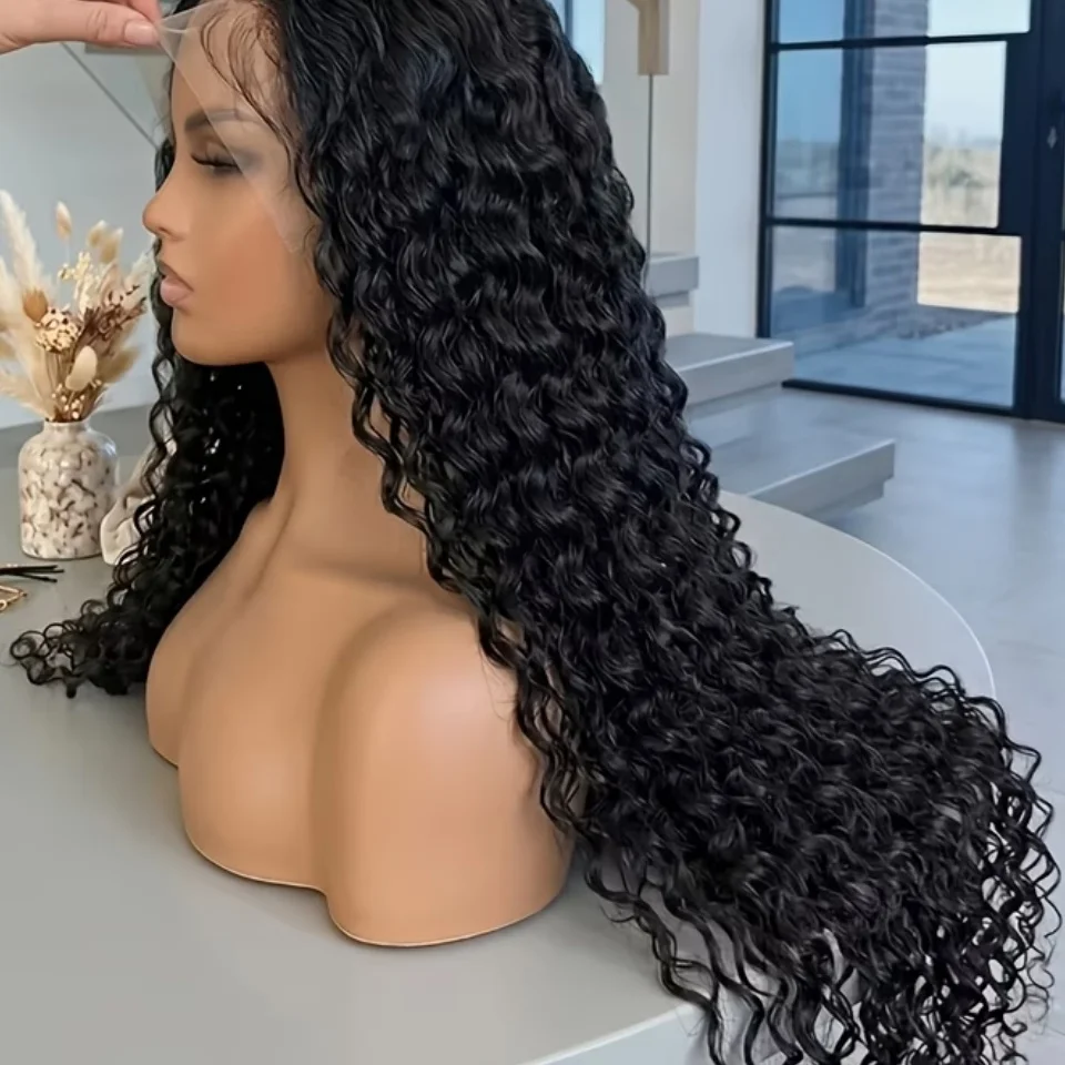 

13x6 Water Wave HD Lace Front Wigs Human Hair Pre Plucked 220 Density Deep Part Curly Wig for Women Water Wave Frontal Wigs Human Hair
