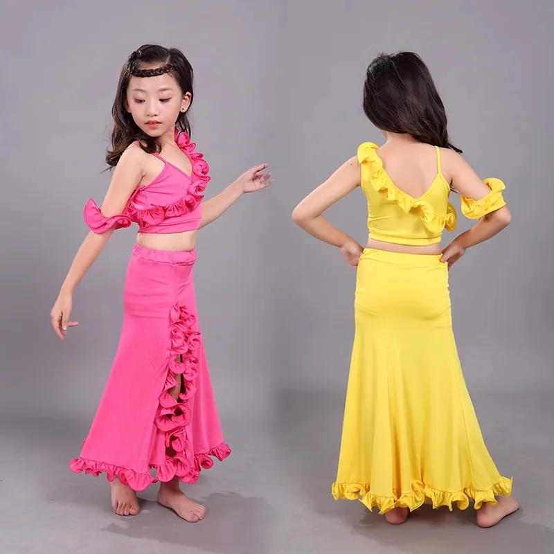 Children's belly dance costumes fishtail dress fairy Oriental Indian dance girls' training clothes