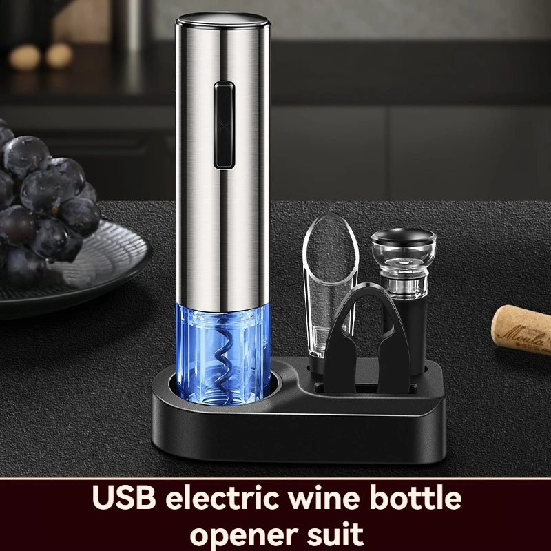 2025 فتاحة النبيذ الكهربائية فتاحة النبيذ المنزلية مفك البراغي فتاحة النبيذ التلقائي بالكامل مجموعة هدايا