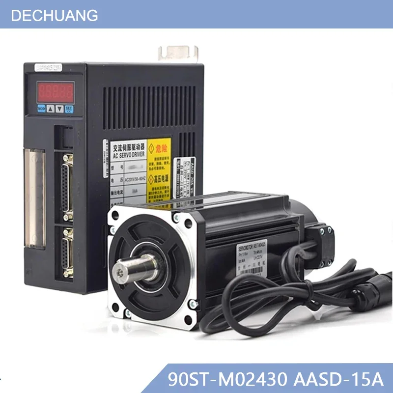 220V 90ST-M02430 750W AC Servo Motor Kit 0.75KW 3000rpm 2.4N.M Permanent Magnet AASD-15A Driver