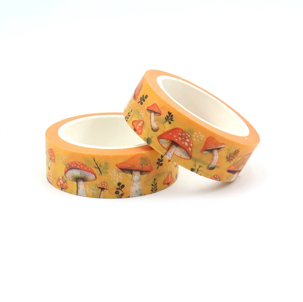 1PC 15mm x 10m seamless patterns with Autumn Mushroom Masking Adhesive Washi Tape stationery office supplies tape sticker