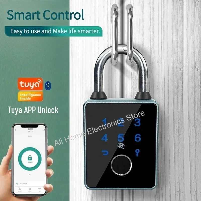 Tuya Smart Padlock Biometric Fingerprint Password  Door Lock APP Card NFC Key Unlock IP65 Waterproof Anti Theft Electronic Lock