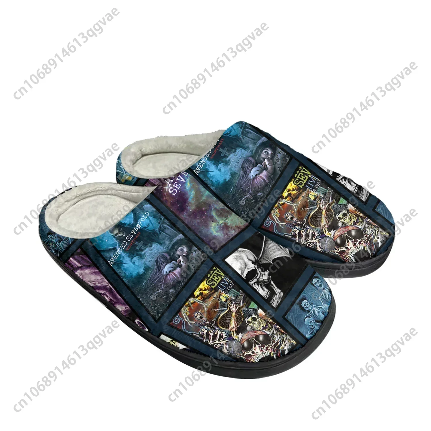 Avenged Sevenfold A7X sandal katun pria wanita, sandal rumah mewah kamar tidur kasual, sepatu hangat, sandal kustom termal