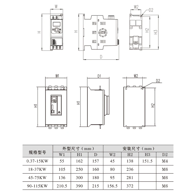 380V Three-phase Motor Between 304-456V Built-in Bypass Soft Starter Cabinet 5.5/7 5/11/15 KW