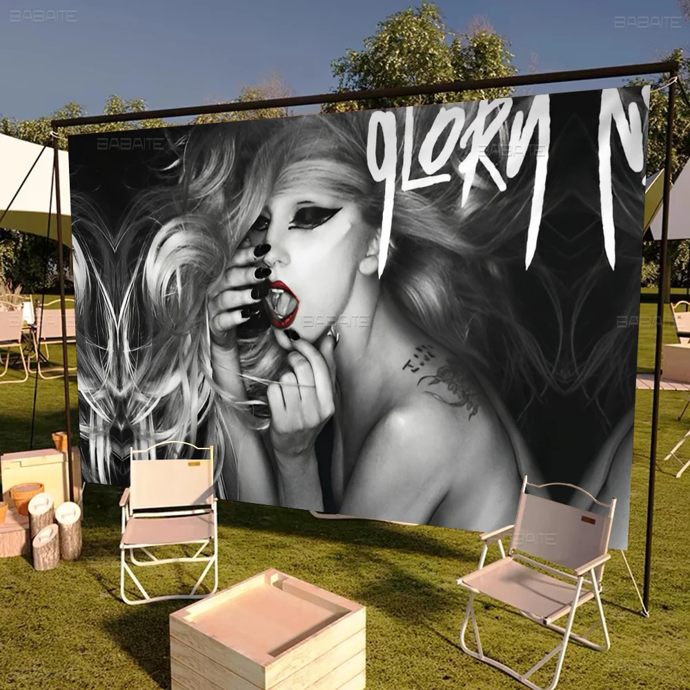 Sänger L-Lady Gaga kleine Cheerleading Banner Hand gezogen Flagge Outdoor-Atmosphäre Flaggen