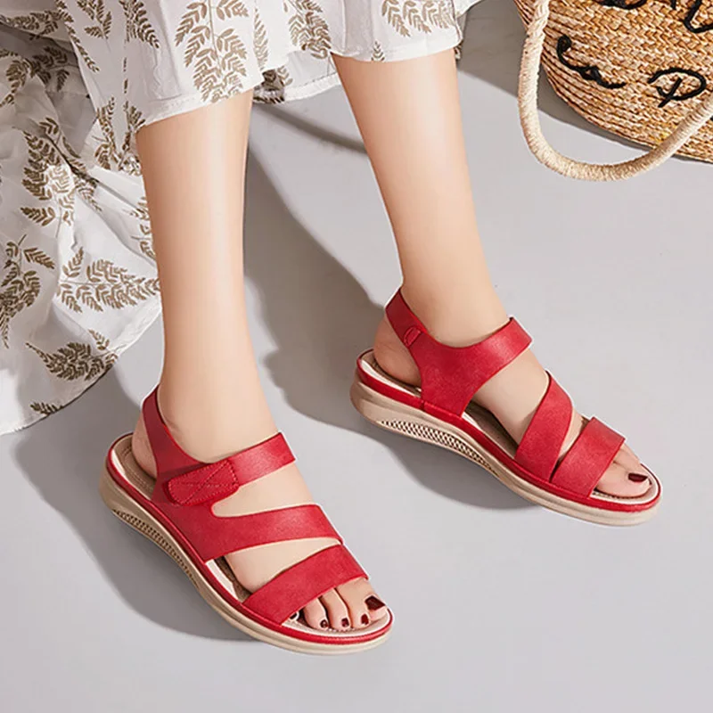 BEYARNE  summer shoes women retro women beach sandals round head slope comfortable light sandals women casual shoes