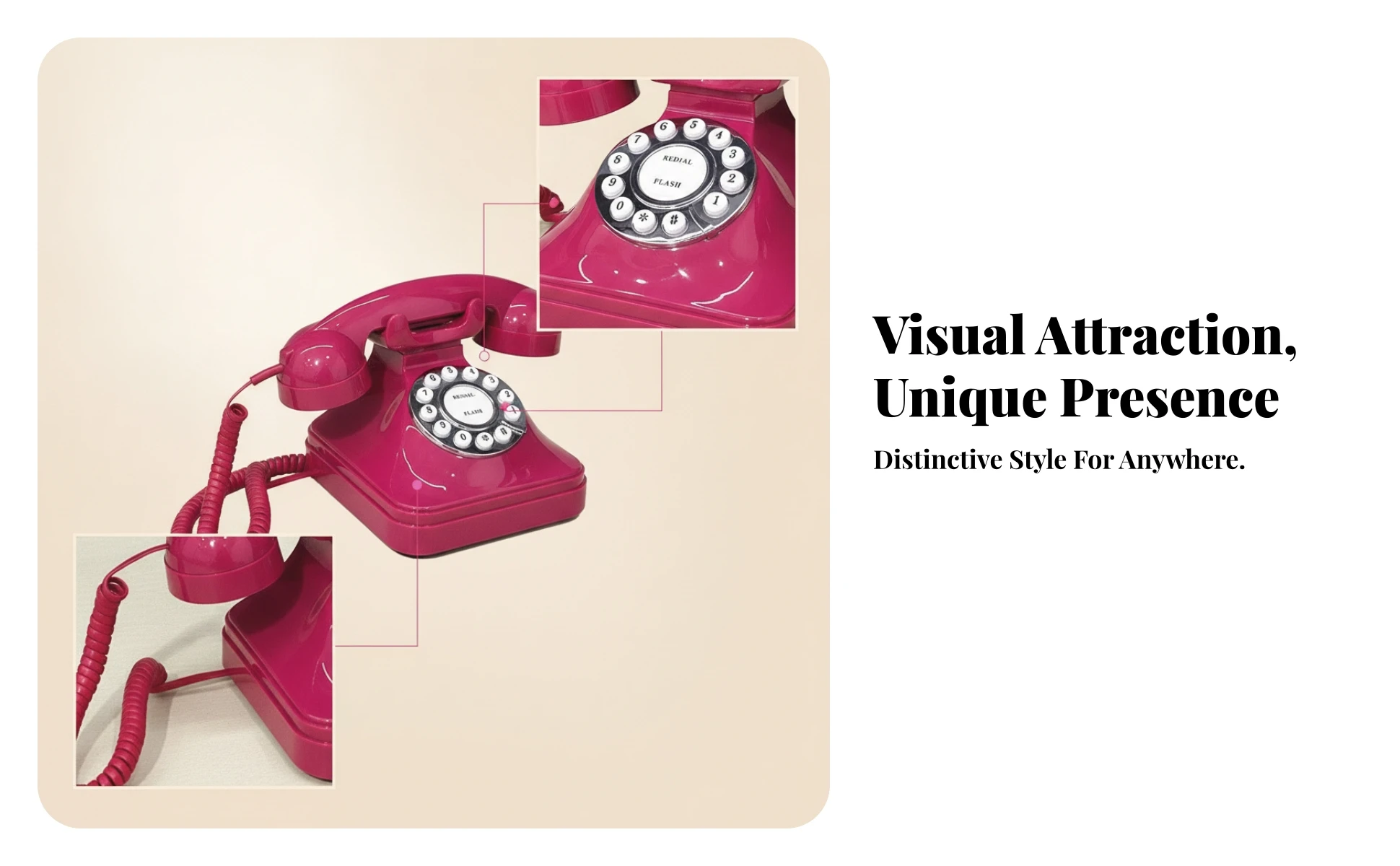 Rotary-Style Landline Phone Glossy Plastic Corded Desk Phone Rotary Dial Telephone Decorative House Decoration