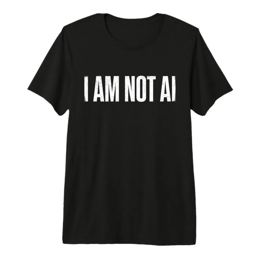 

I Am Not AI Funny Tech Humor Artificial Intelligence Meme T-shirt For Men Women 100% Cotton T Shirts Short Sleeve Tops 0413-3