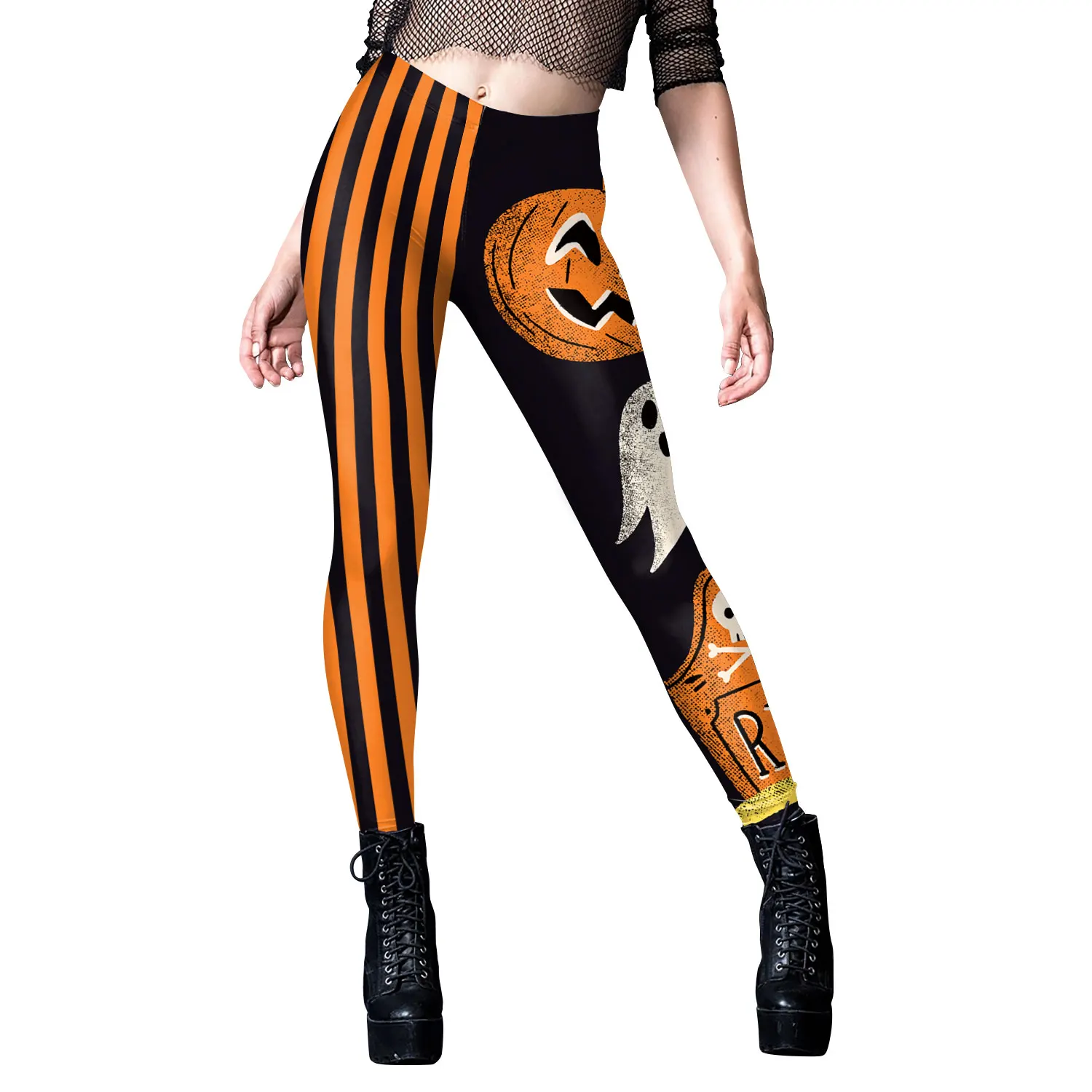 

Halloween Pumpkin Skull 3D Print Pattern Women's Yoga Pants Sexy Stripe Fashion Leggings Autumn Gym Fitness Sport Women Clothing