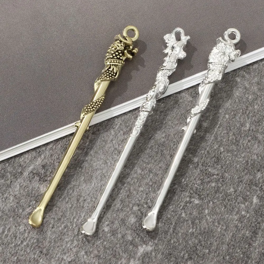 Retro Brass Carving Dragon Ear Spoons Ear Pick Ear Cleaning Tool Ear Pick Ear Wax Remover Curette Cleaner Keychain Pendants