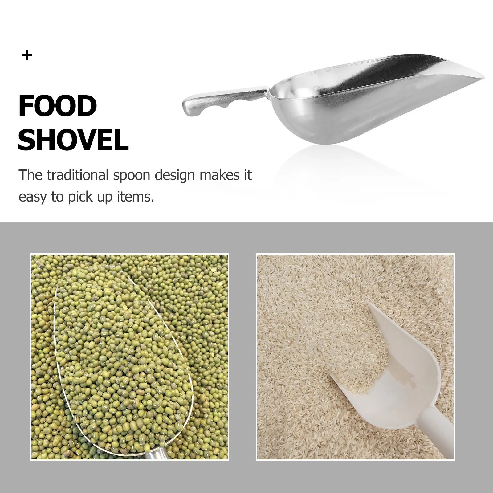 

1pc Food Shovel Zinc Alloy Polished Rice Nut Dried Fruit Flour Ice Scoop Kitchen Tool Multipurpose Tea Shovel