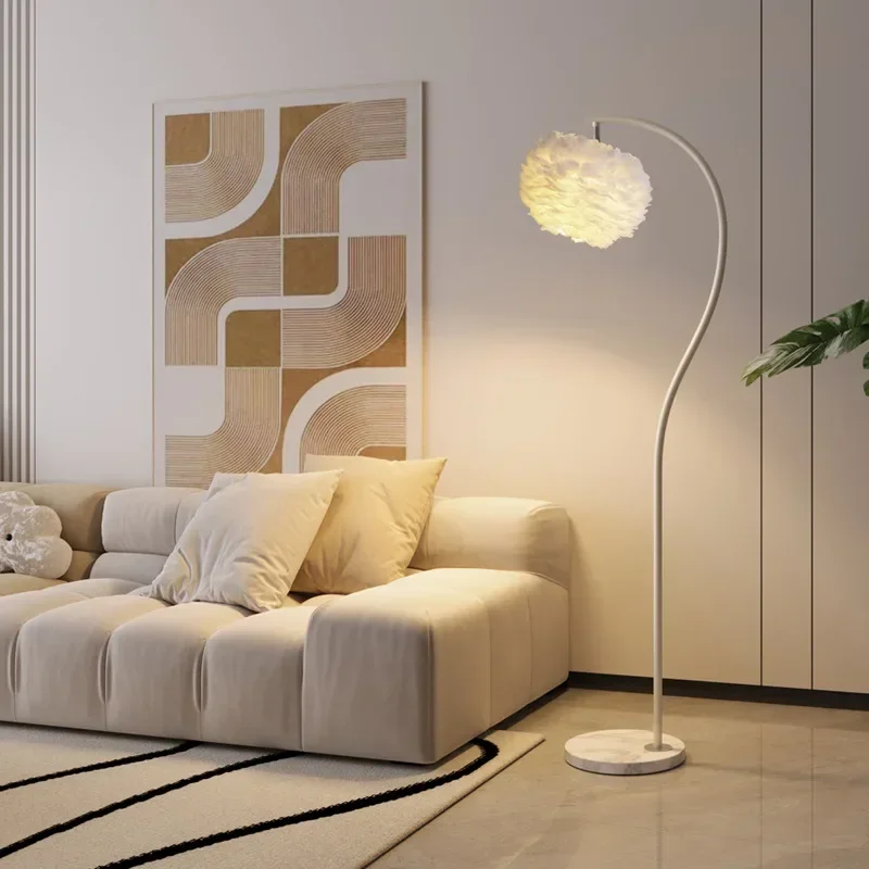 Feather Led Floor Lamps for Living Room Sofa Side Wireless Rechargeable Standing Lamp Bedroom Bedside Lights Ambient Lighting