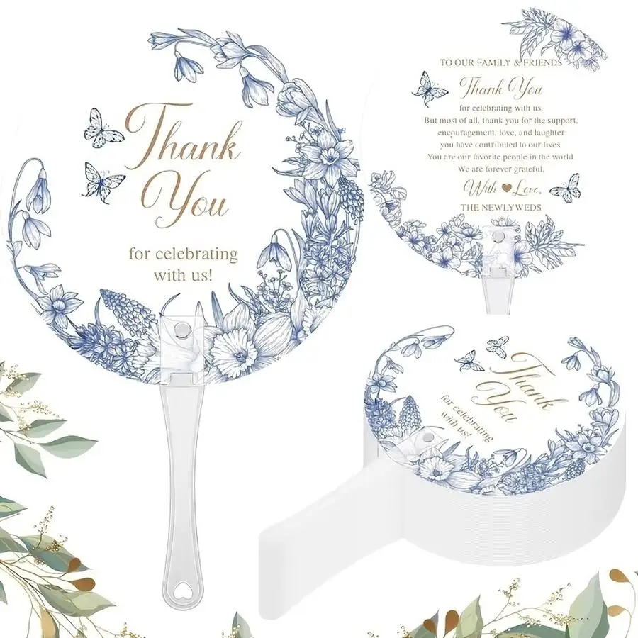 1/5/10/20/50/100pcs Bohemian Wedding Fans Wholesale - Plastic Handheld Wedding Favors with Green Suitable for Wedding Ceremonies