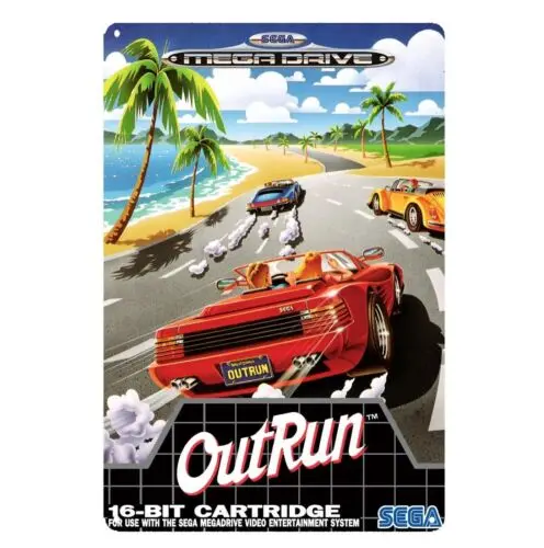 Outrun Mega Drive Retro Video Game Metal Poster Tin Sign 20*30cm